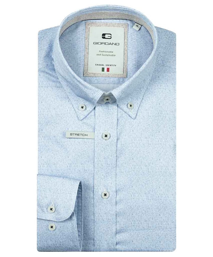 Heren overhemd lange mouw blauw