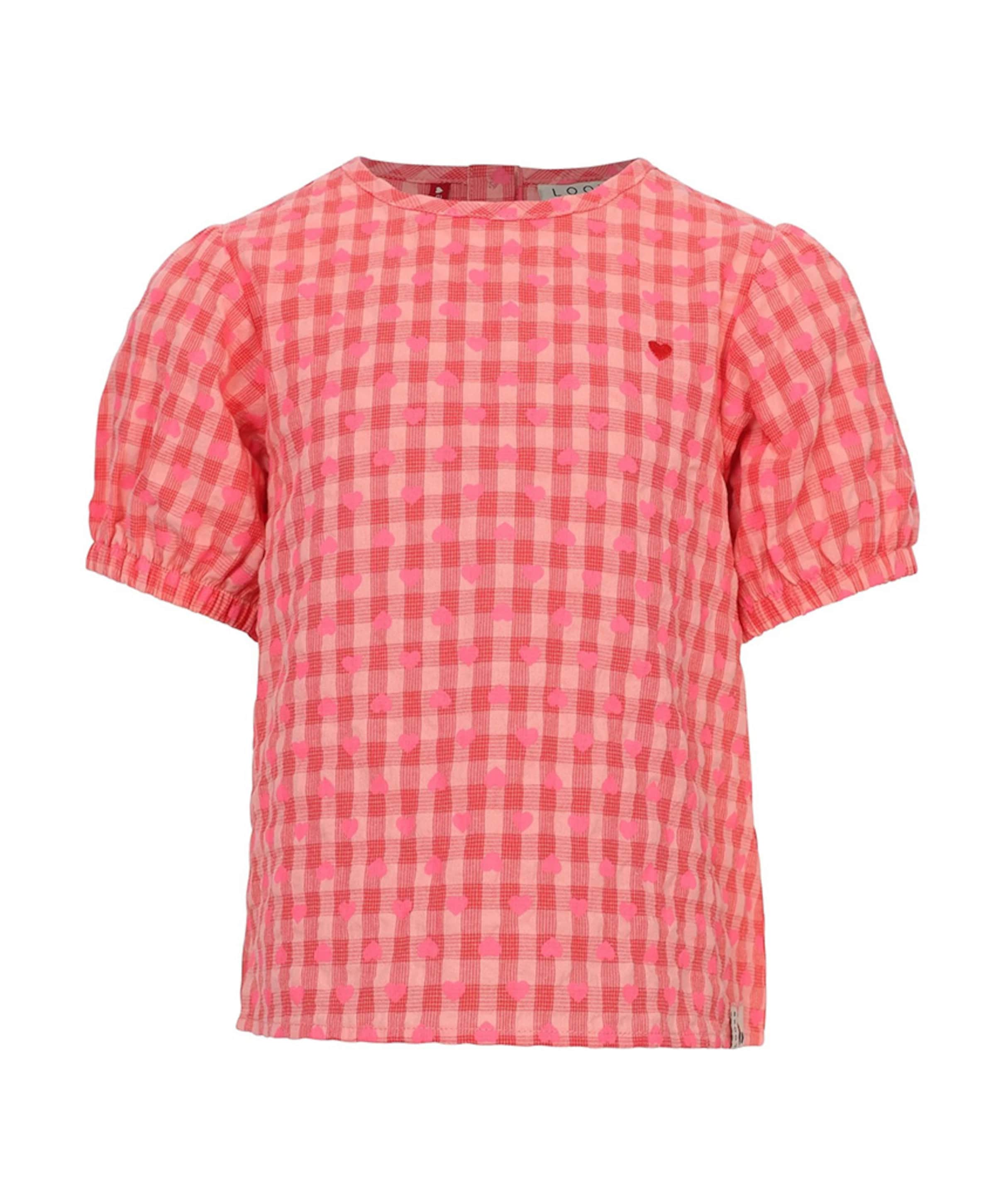 Meisjes blouse korte mouw roze