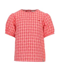 Meisjes blouse korte mouw roze