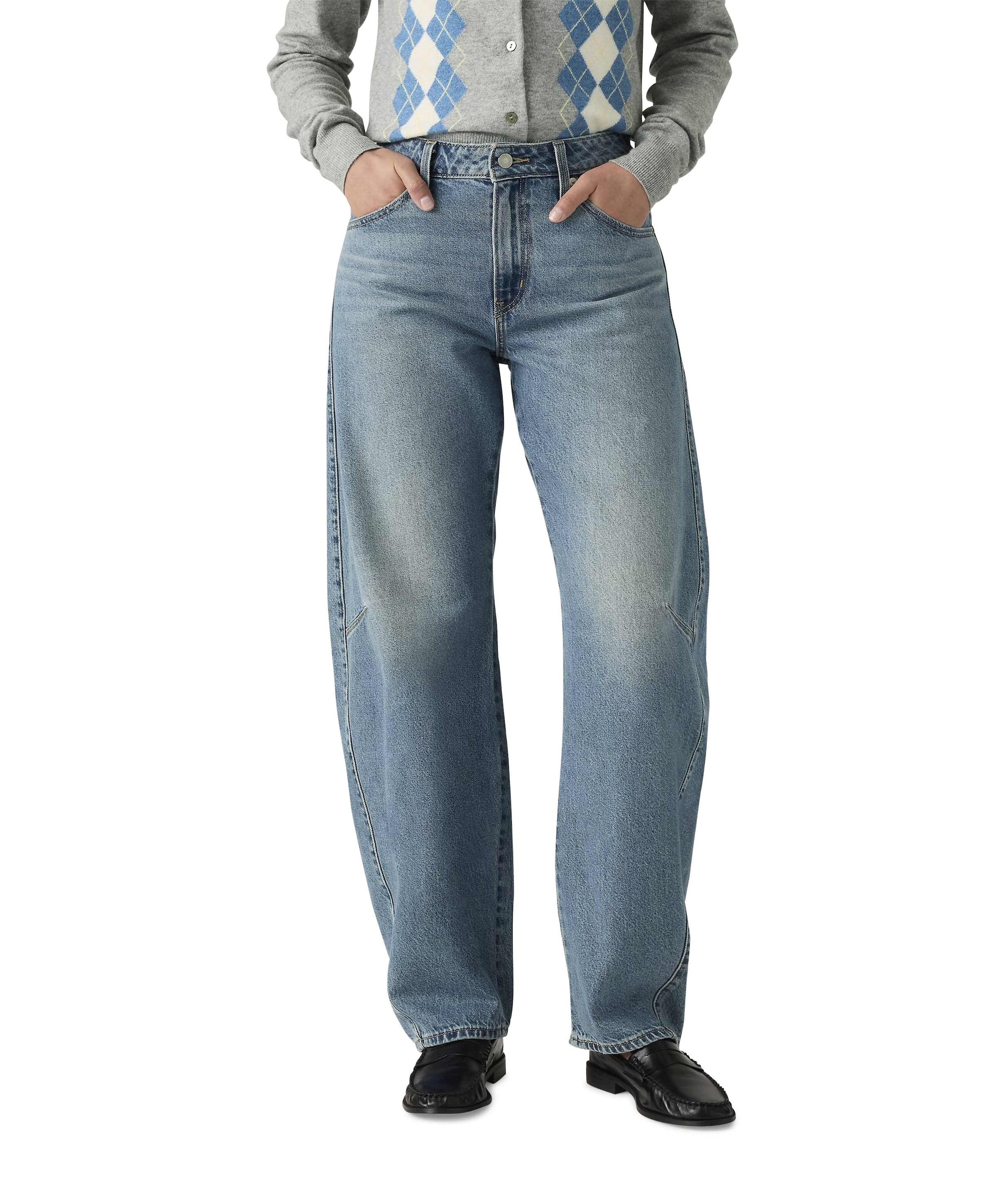 Baggy dad barrel dames jeans blauw