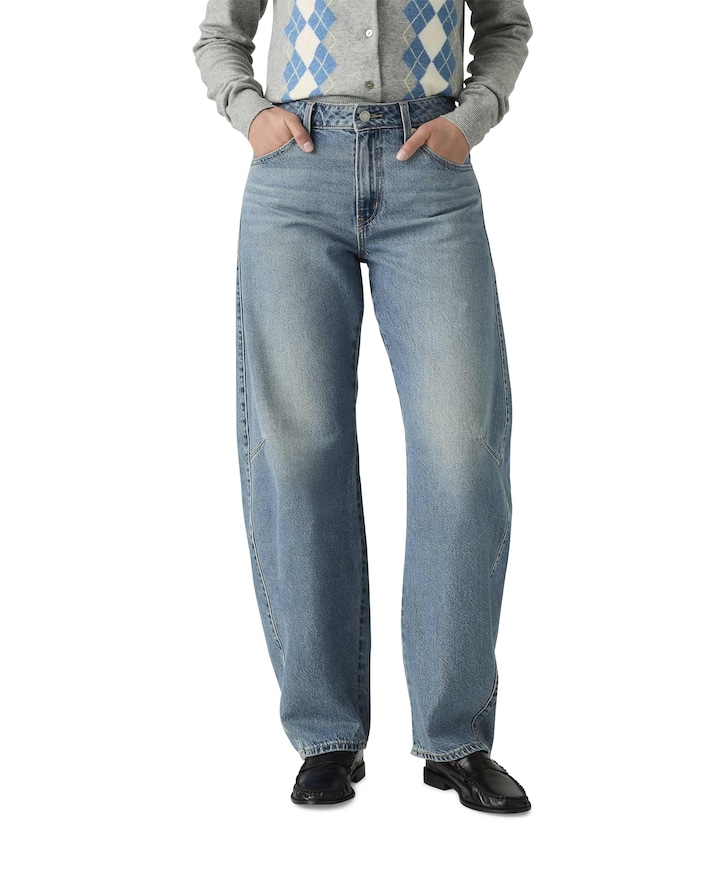 Baggy dad barrel dames jeans blauw