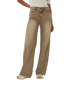 Wide leg garment dye jeans beige