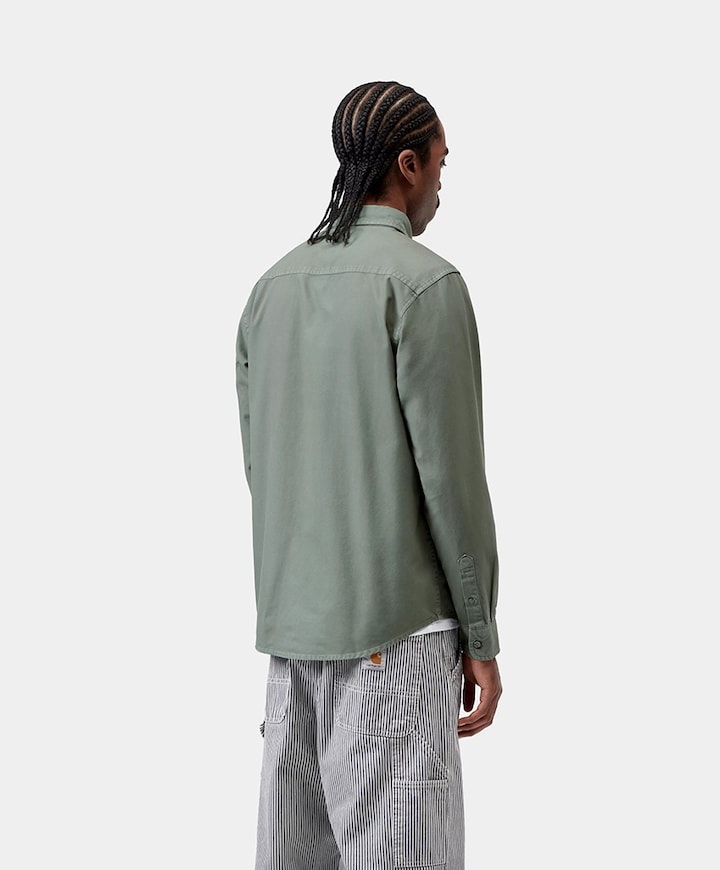 Heren overhemd lange mouw groen