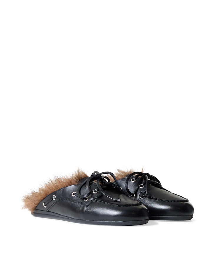 Boat Loafer Mule  dames clogs zwart