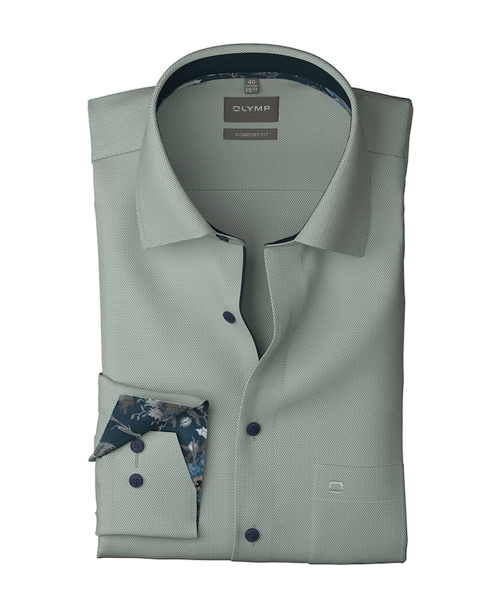 Heren overhemd lange mouw groen