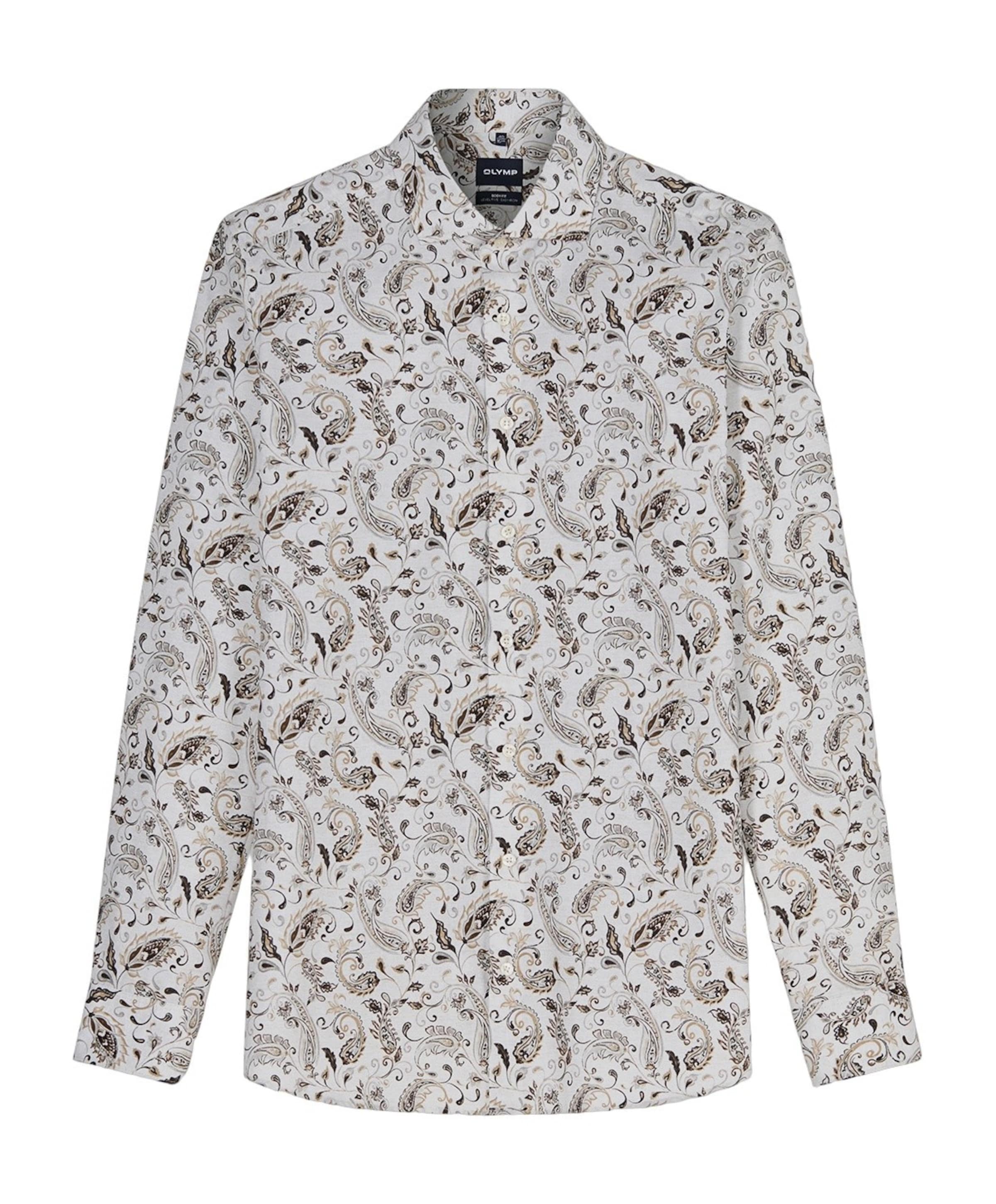 Heren overhemd lange mouw beige