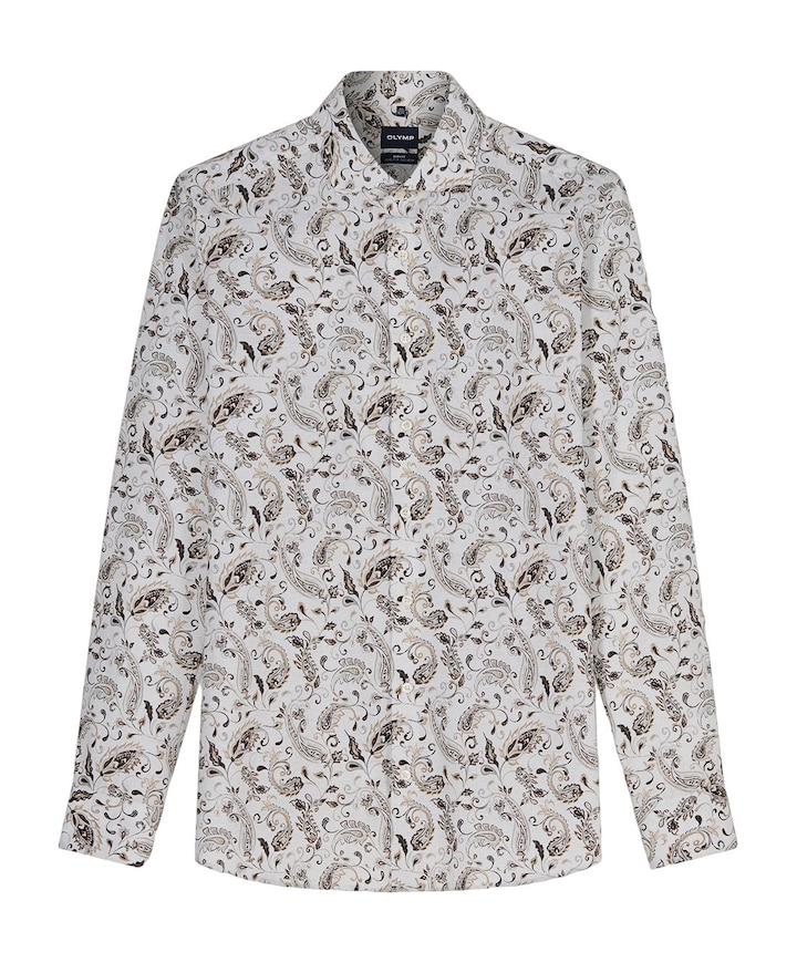 Heren overhemd lange mouw beige