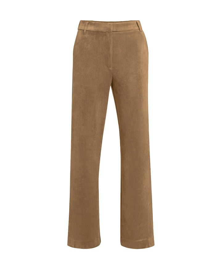 Suede broek met wijde pijpen dames broek bruin