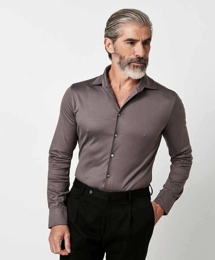 Overhemd lange mouw grijs