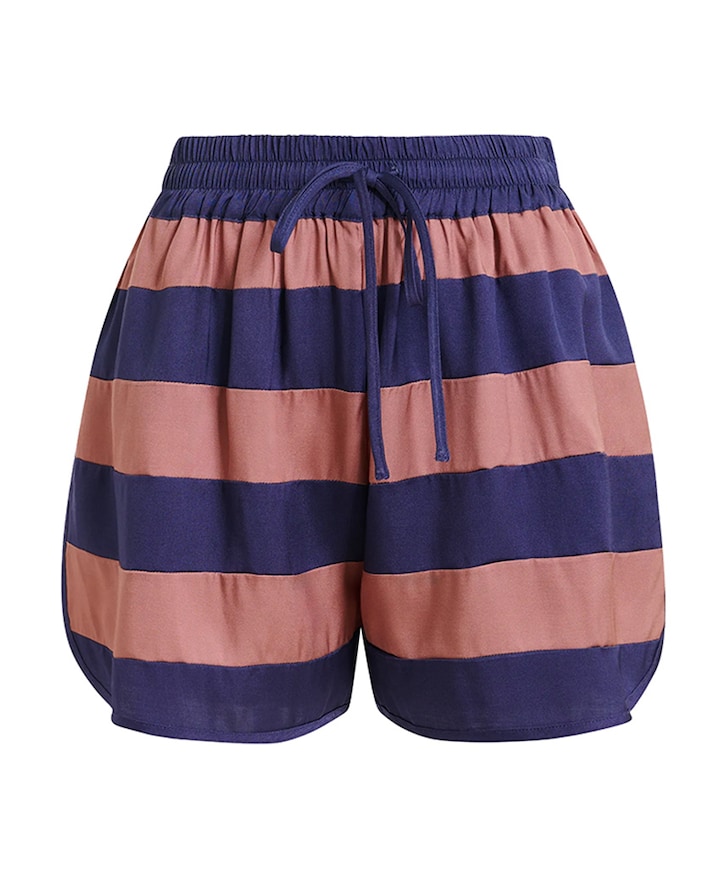Jalana Striped Mini dames korte broek blauw