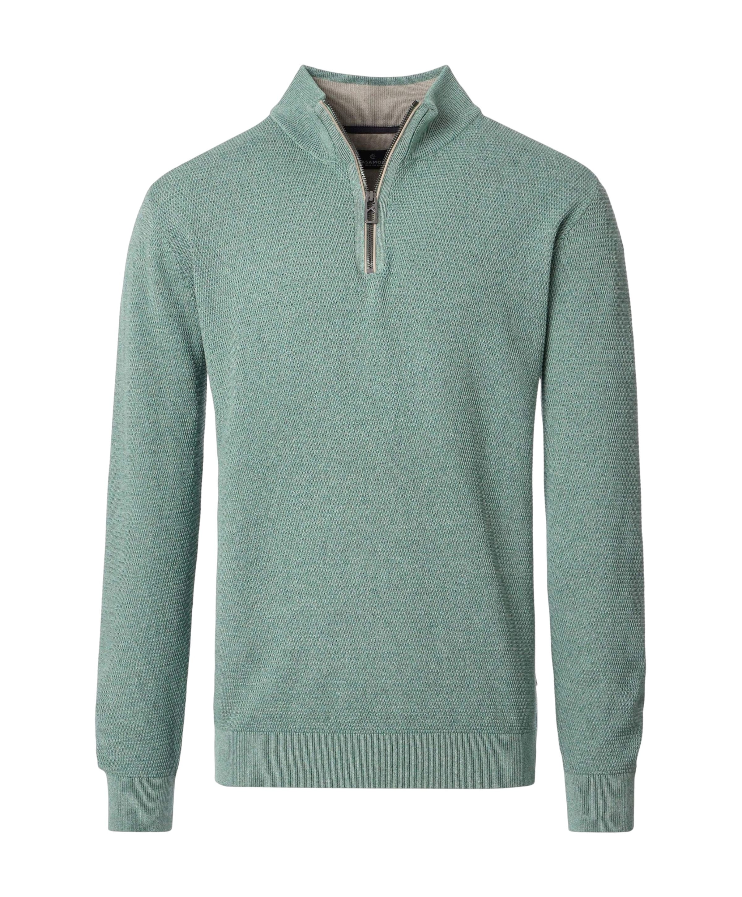 Heren trui met rits groen