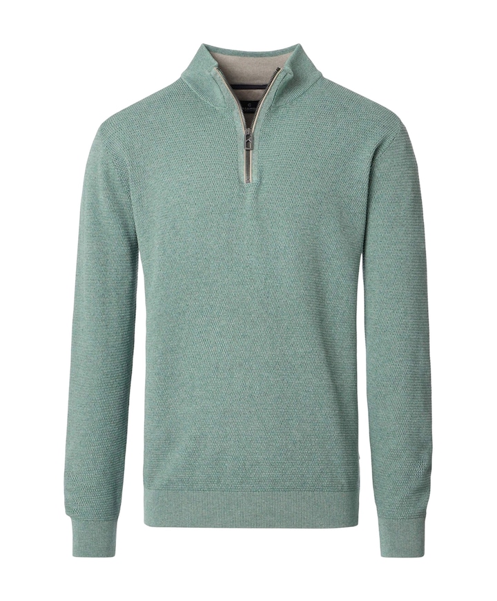 Heren trui met rits groen