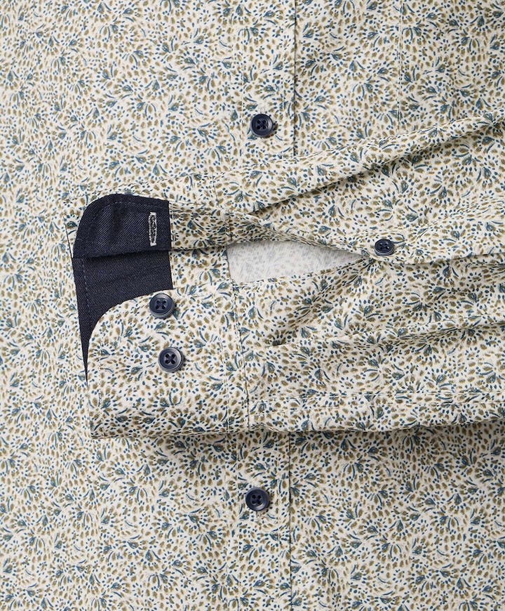 Heren overhemd lange mouw groen