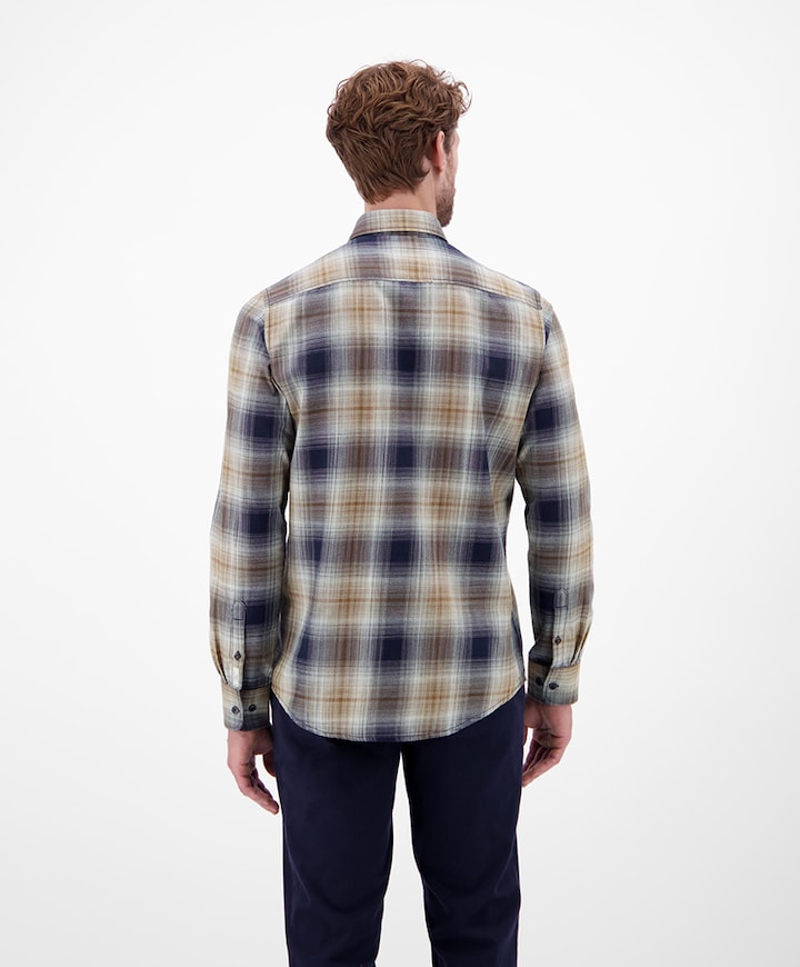 Heren overhemd lange mouw blauw