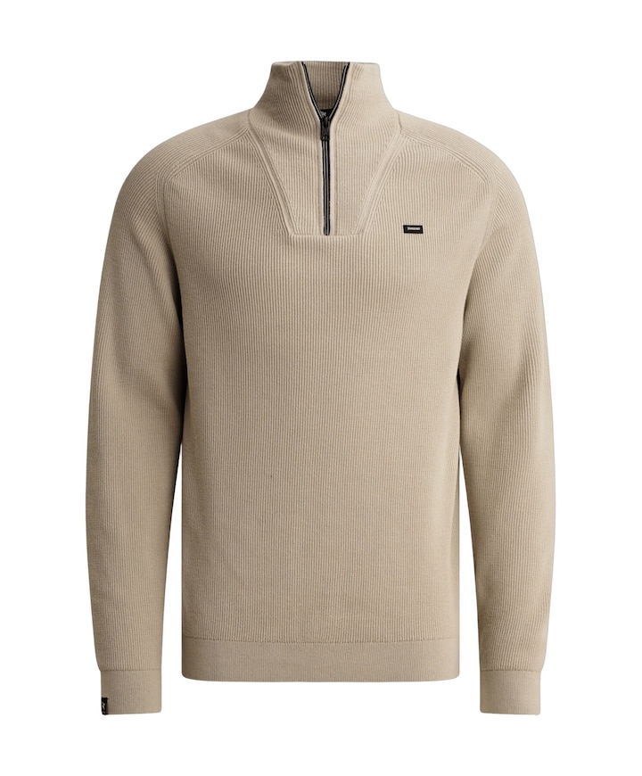 Heren trui met rits beige