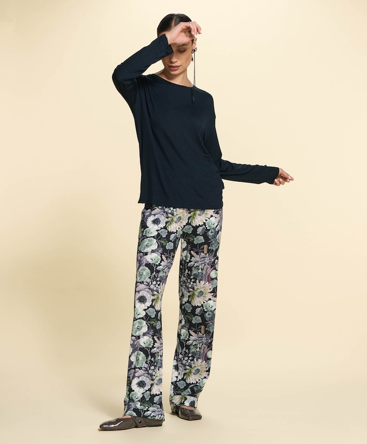 Dames pyjamatop blauw