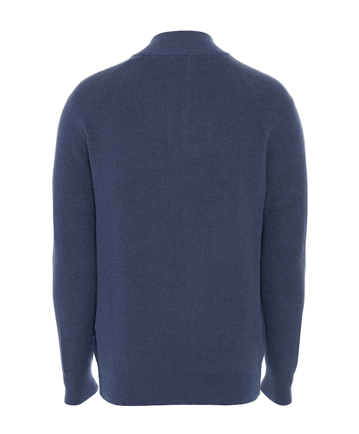 Heren trui met rits blauw