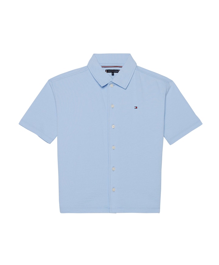 Jongens overhemd korte mouw blauw
