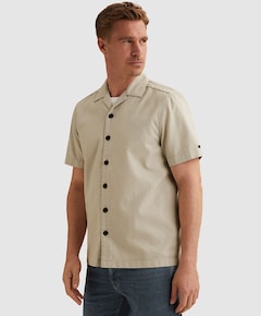 Heren overhemd korte mouw beige
