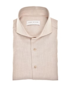 Heren overhemd lange mouw beige