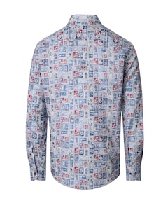 Heren overhemd lange mouw blauw