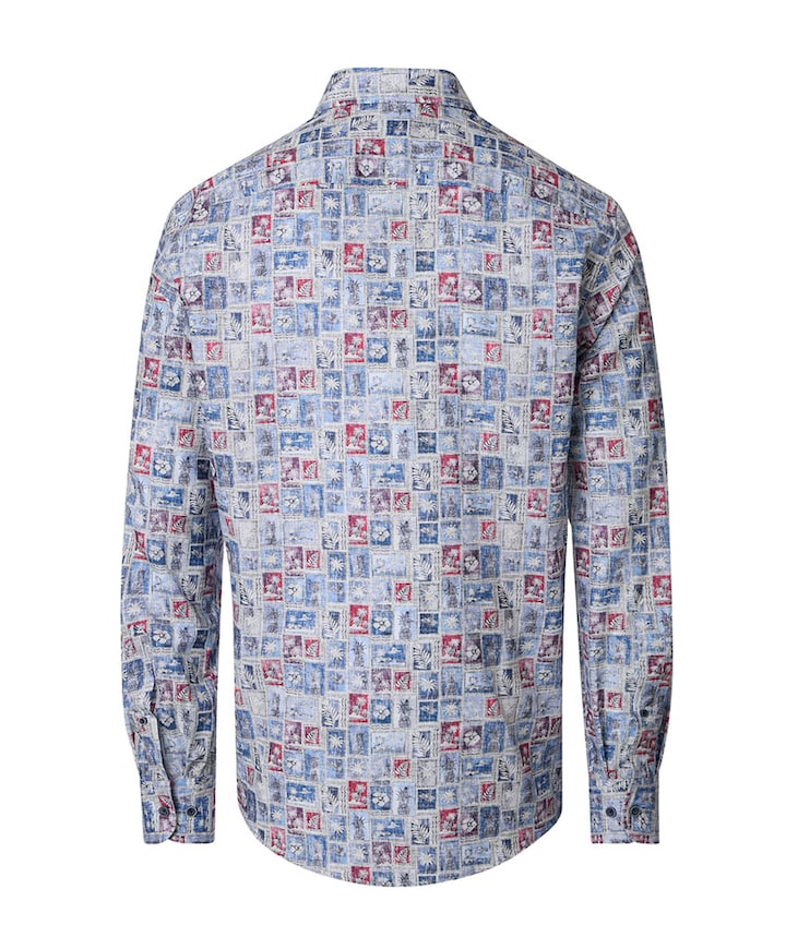 Heren overhemd lange mouw blauw