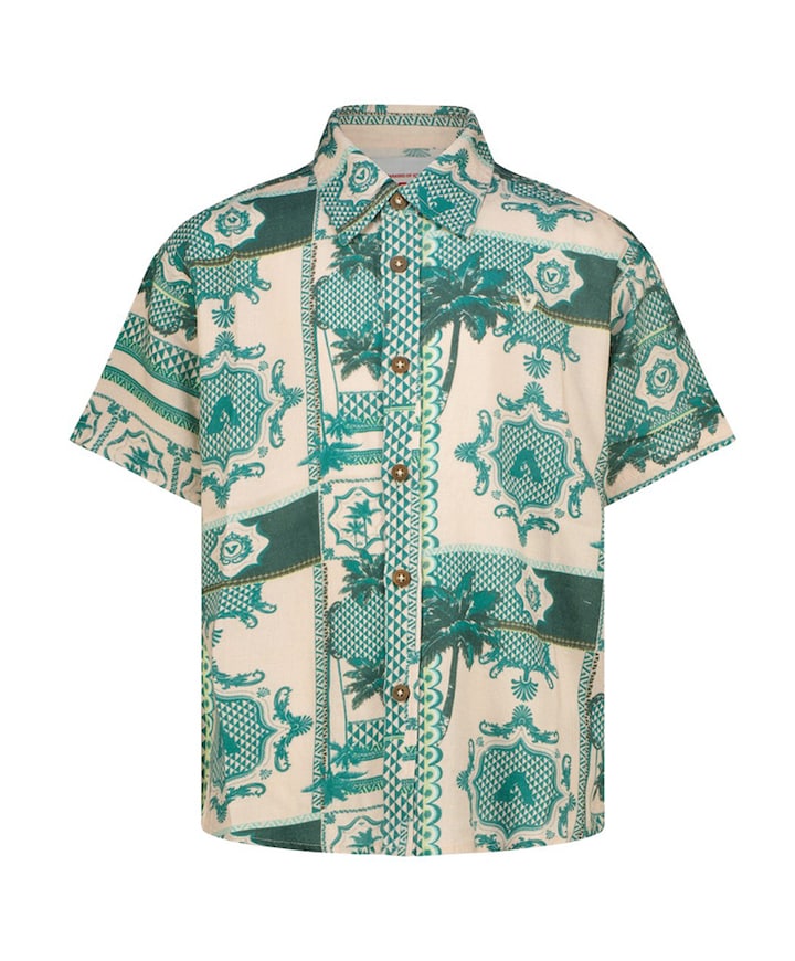 Jongens overhemd korte mouw beige