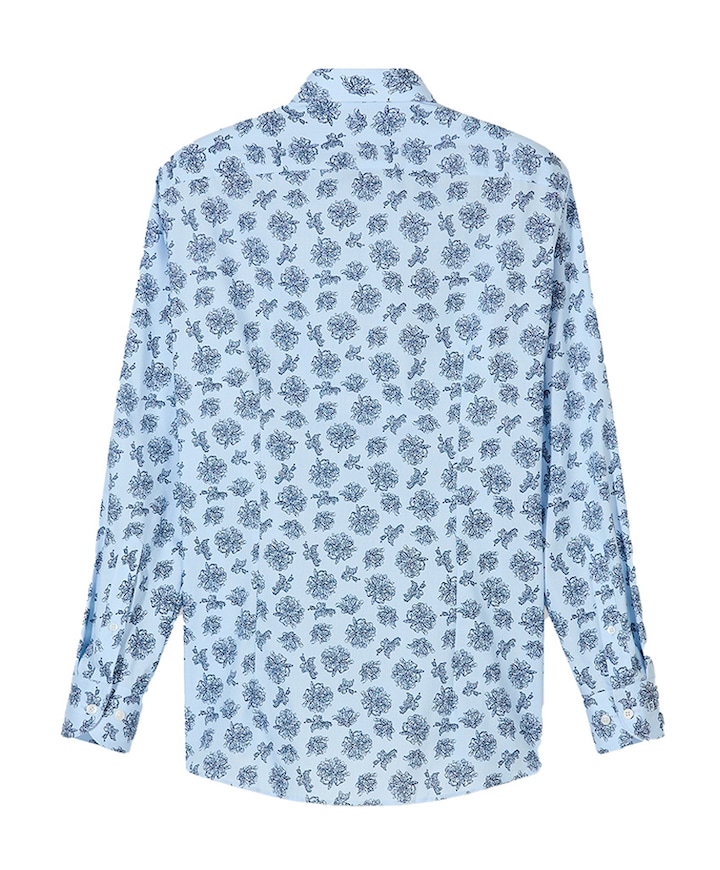 Heren overhemd lange mouw blauw