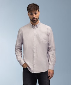 Heren overhemd lange mouw paars