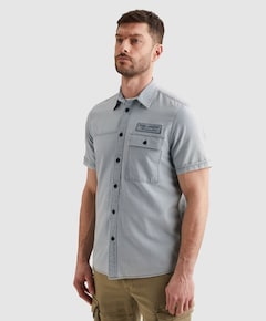 Heren overhemd korte mouw blauw