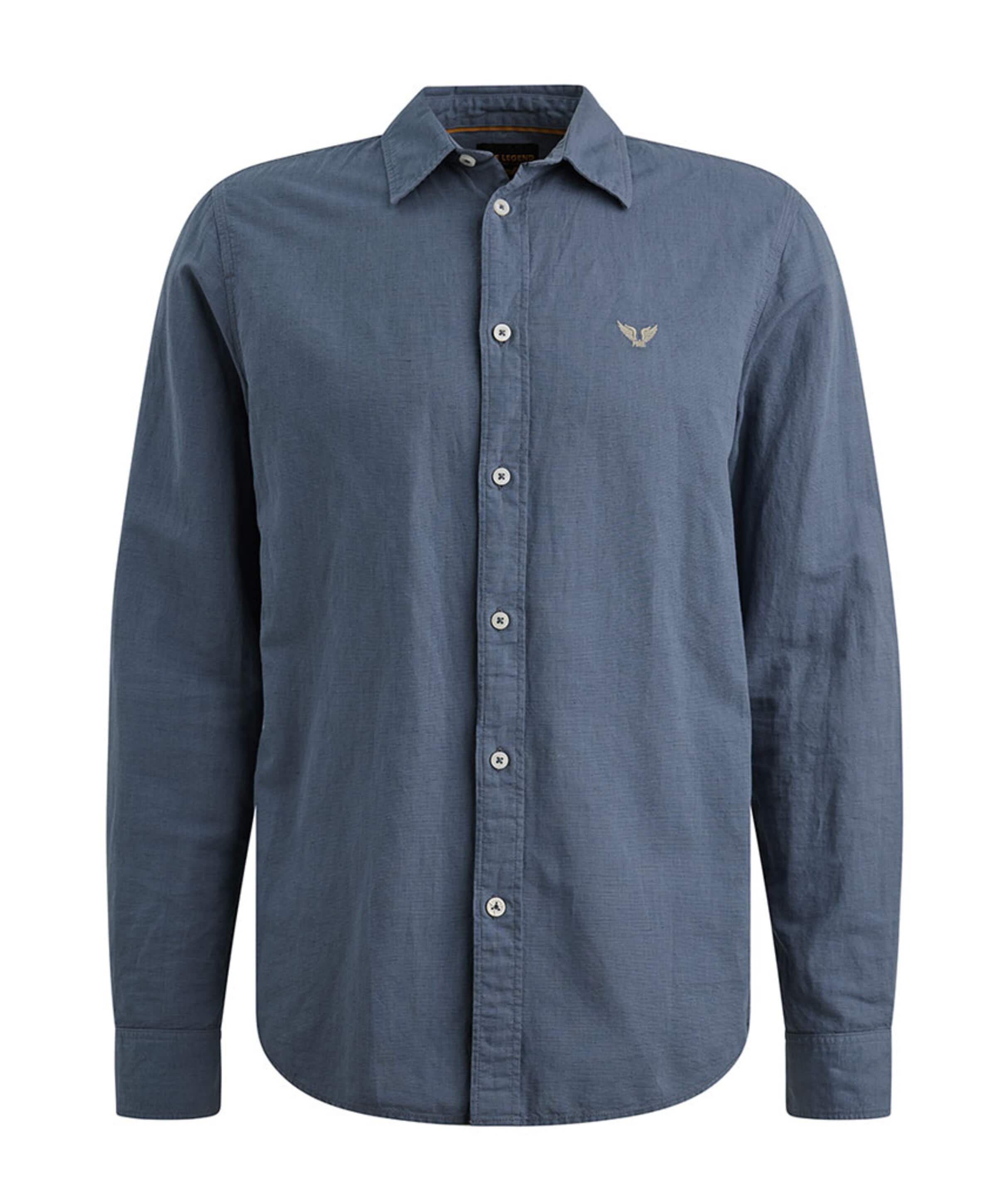 Heren overhemd lange mouw blauw