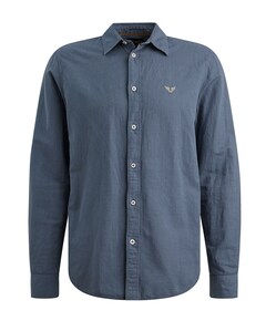 Heren overhemd lange mouw blauw