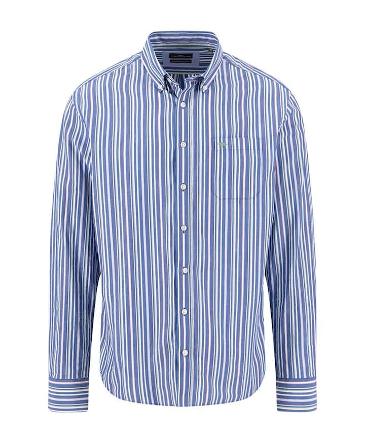 Heren overhemd lange mouw blauw