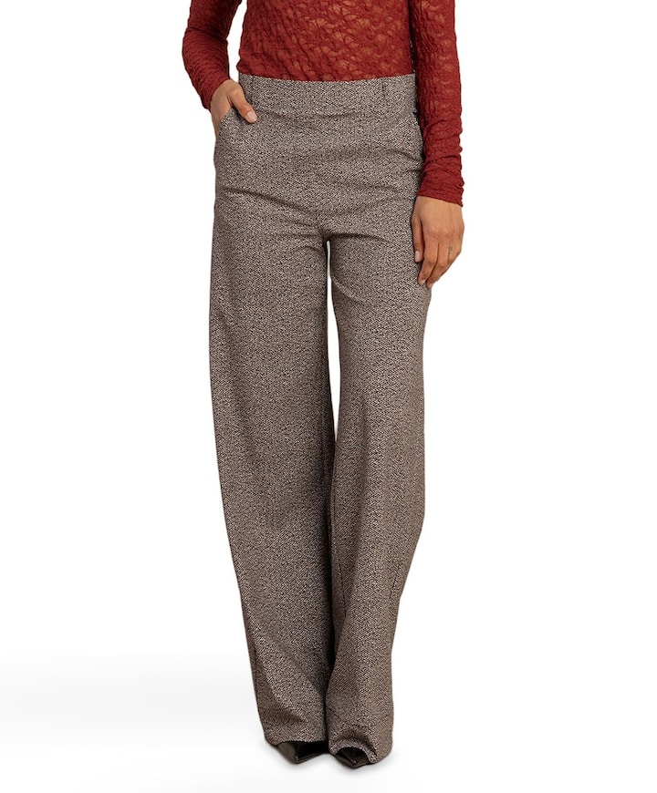 Lexie tweed look dames broek zwart