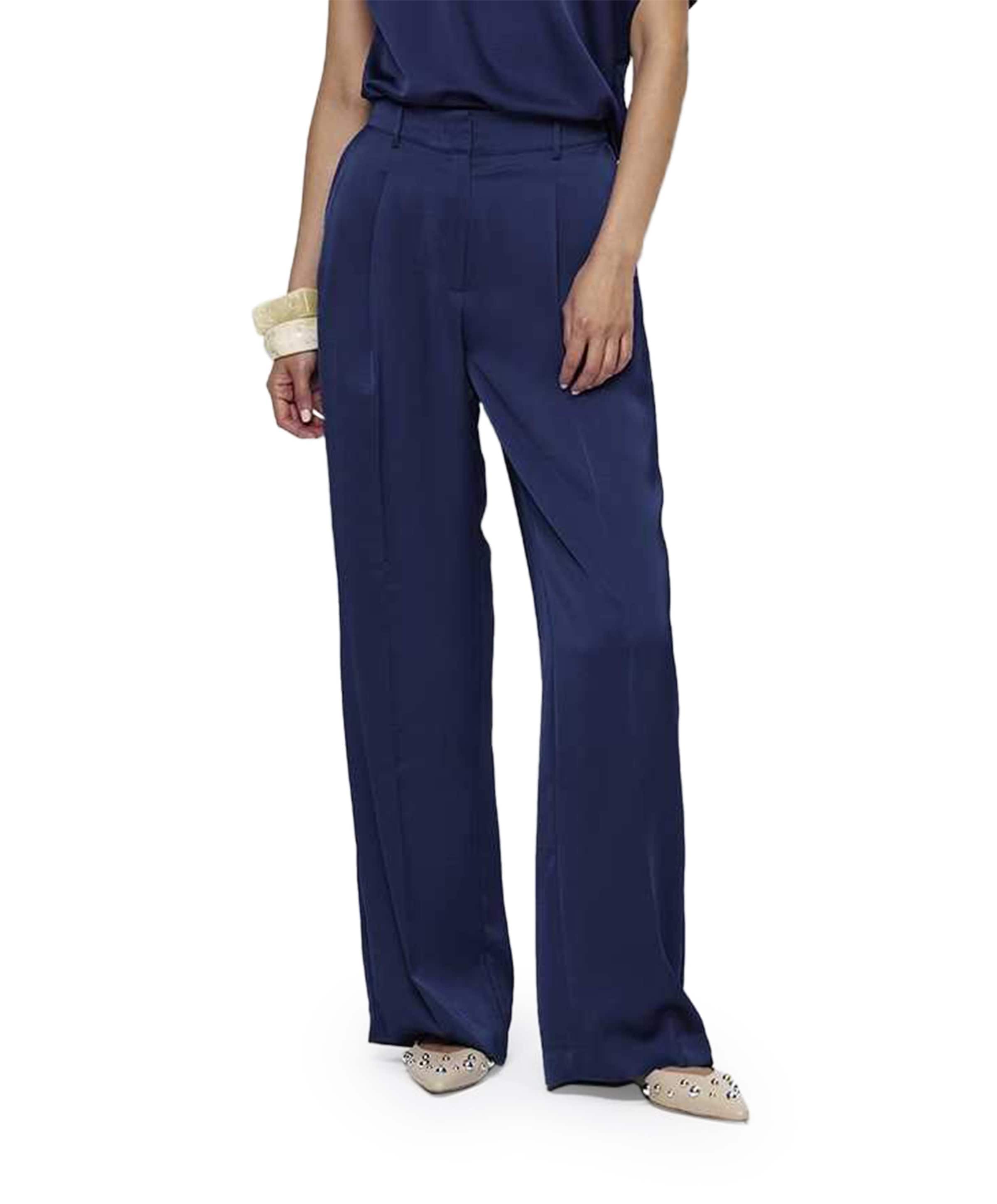 Jules satin pants dames broek blauw