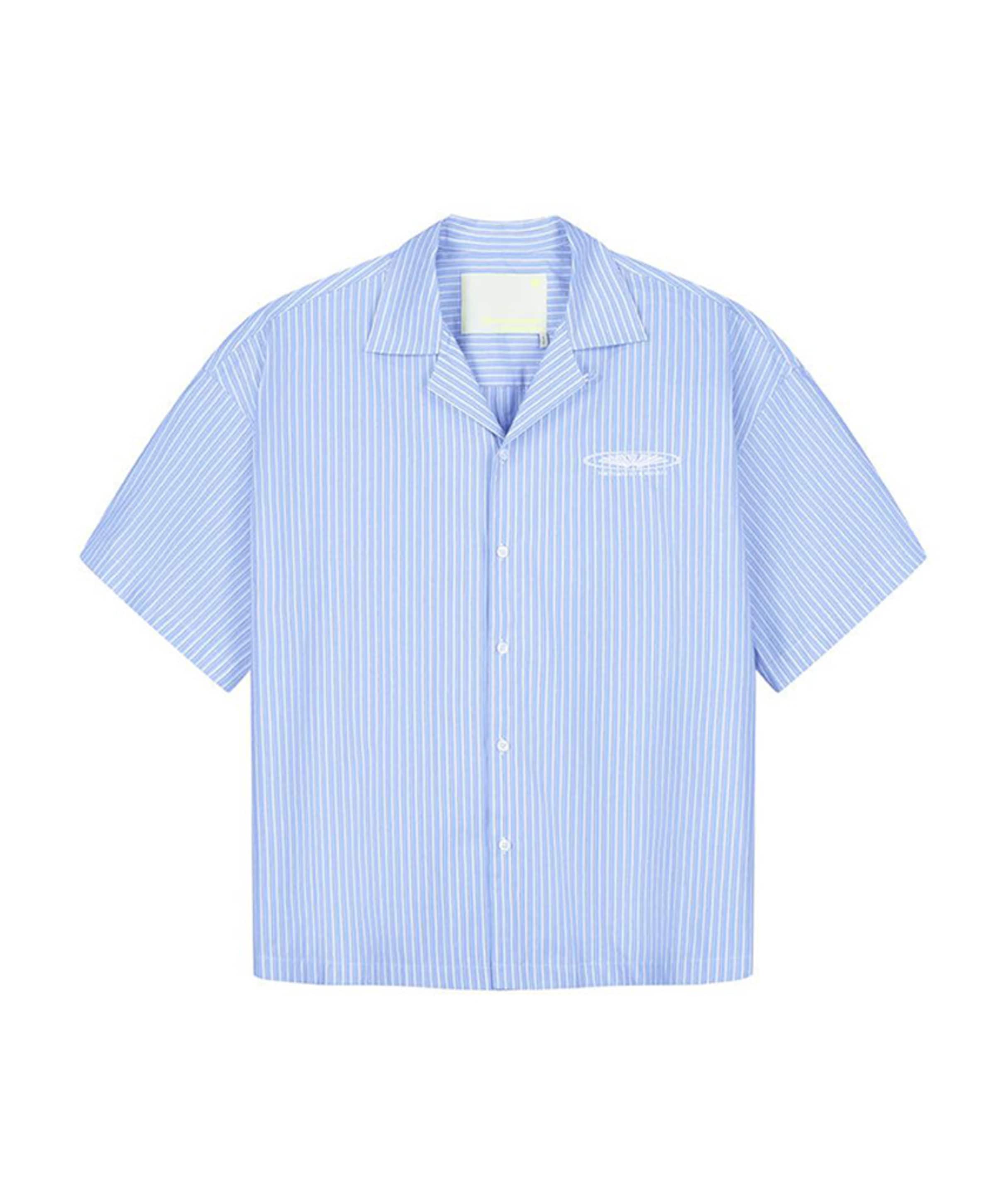 Heren overhemd korte mouw blauw