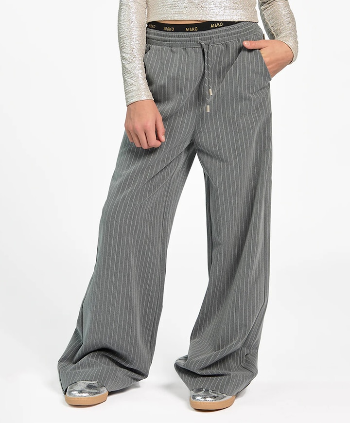 ESILA PINSTRIPE VIS 350 G broek grijs