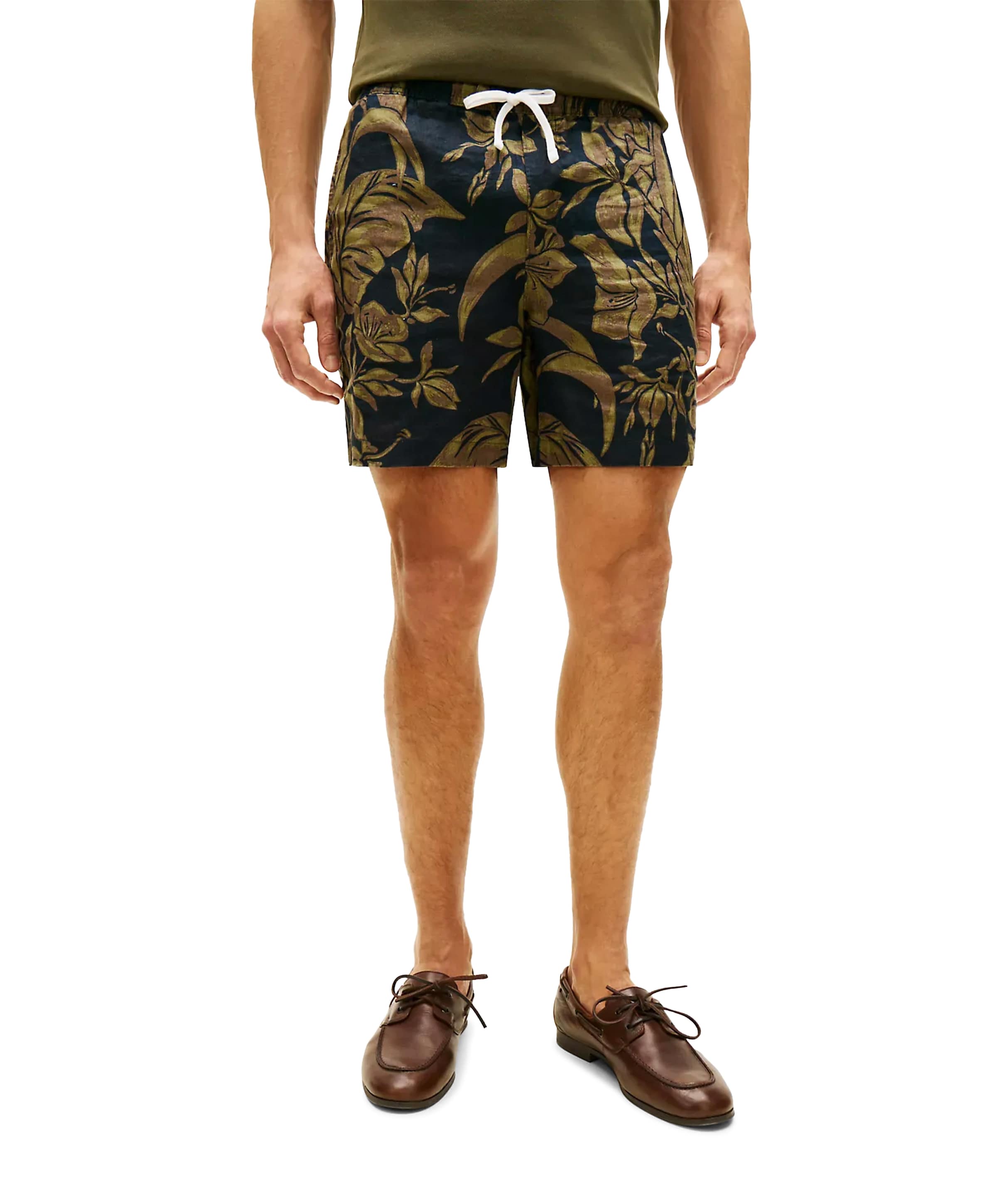 DOVER 6  PO LINEN FLORAL AOP 2/2 heren korte broek blauw