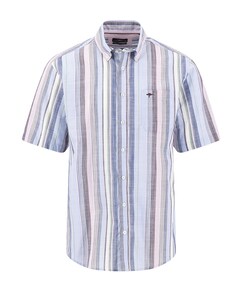 Heren overhemd korte mouw blauw