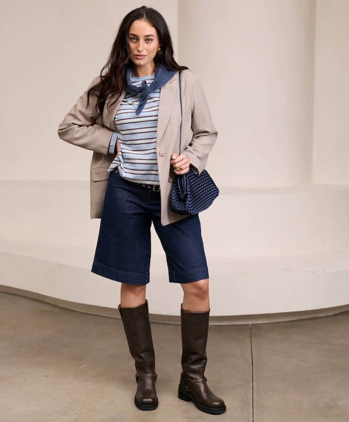 VIADONA HW BELTED jorts blauw