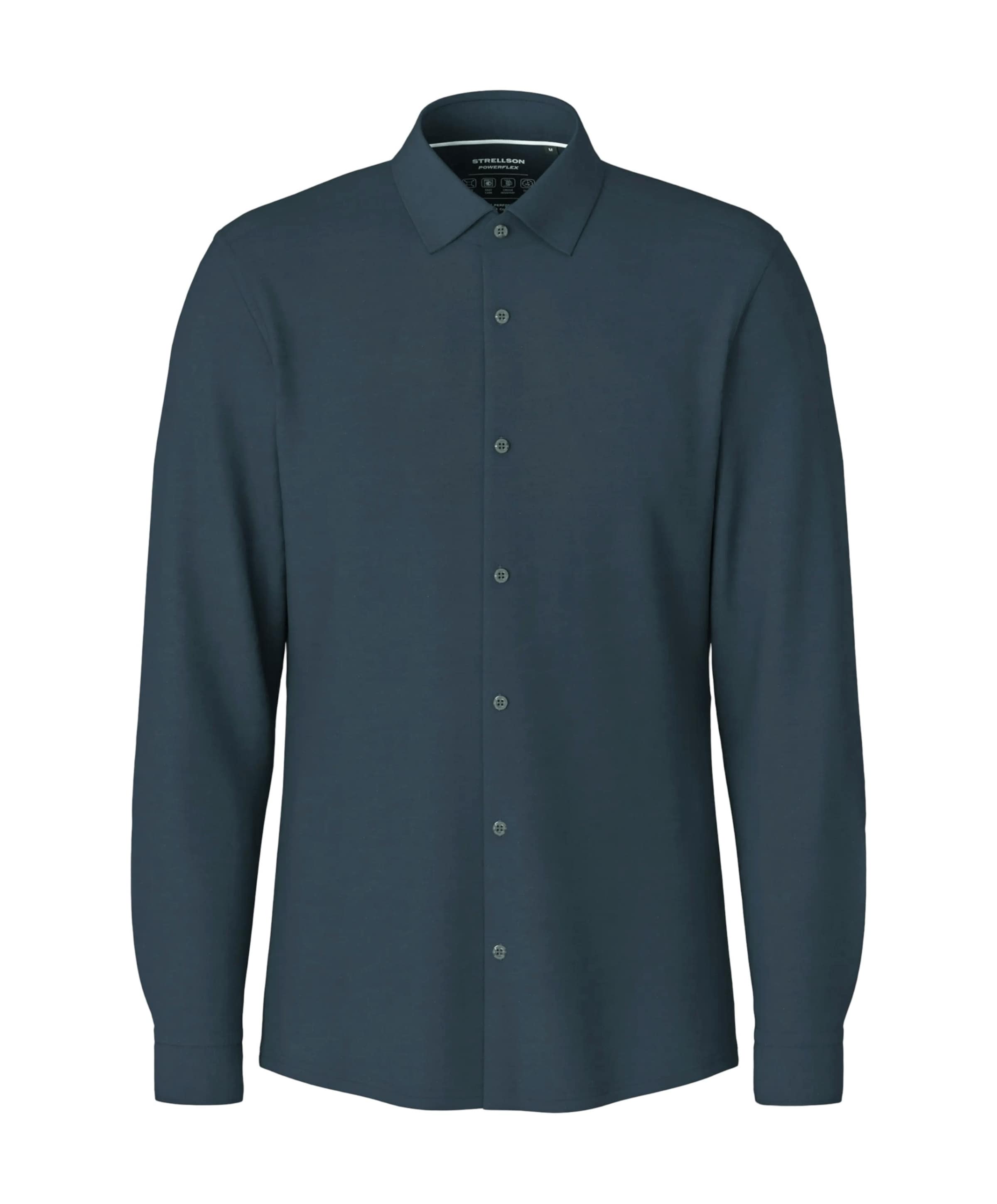 Heren overhemd lange mouw blauw