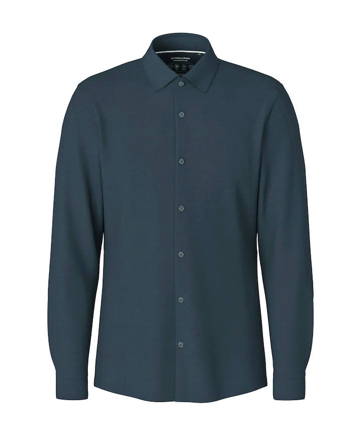Heren overhemd lange mouw blauw