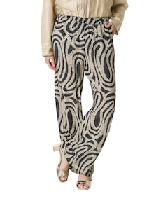 Print dames broek zwart