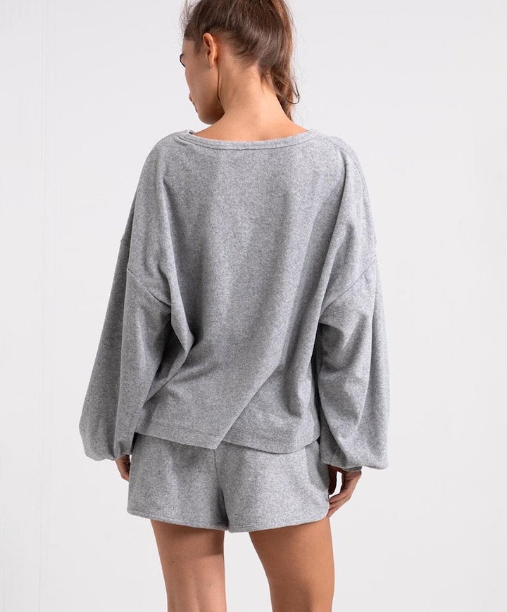 Dames pyjamatop grijs