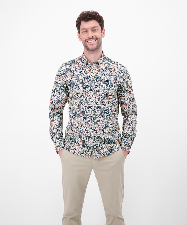 Heren overhemd lange mouw multicolor