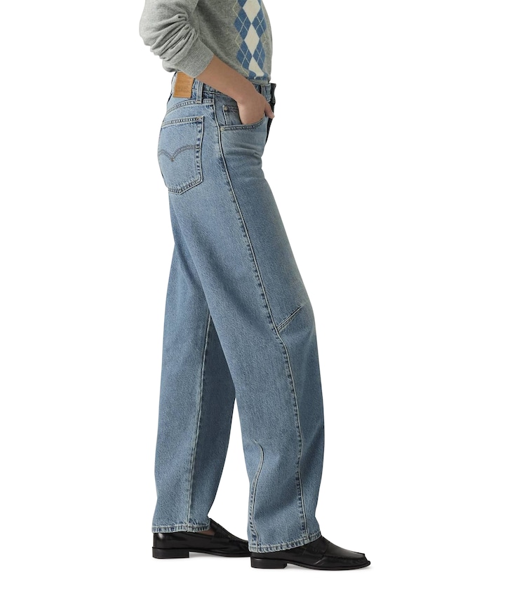 Baggy dad barrel dames jeans blauw