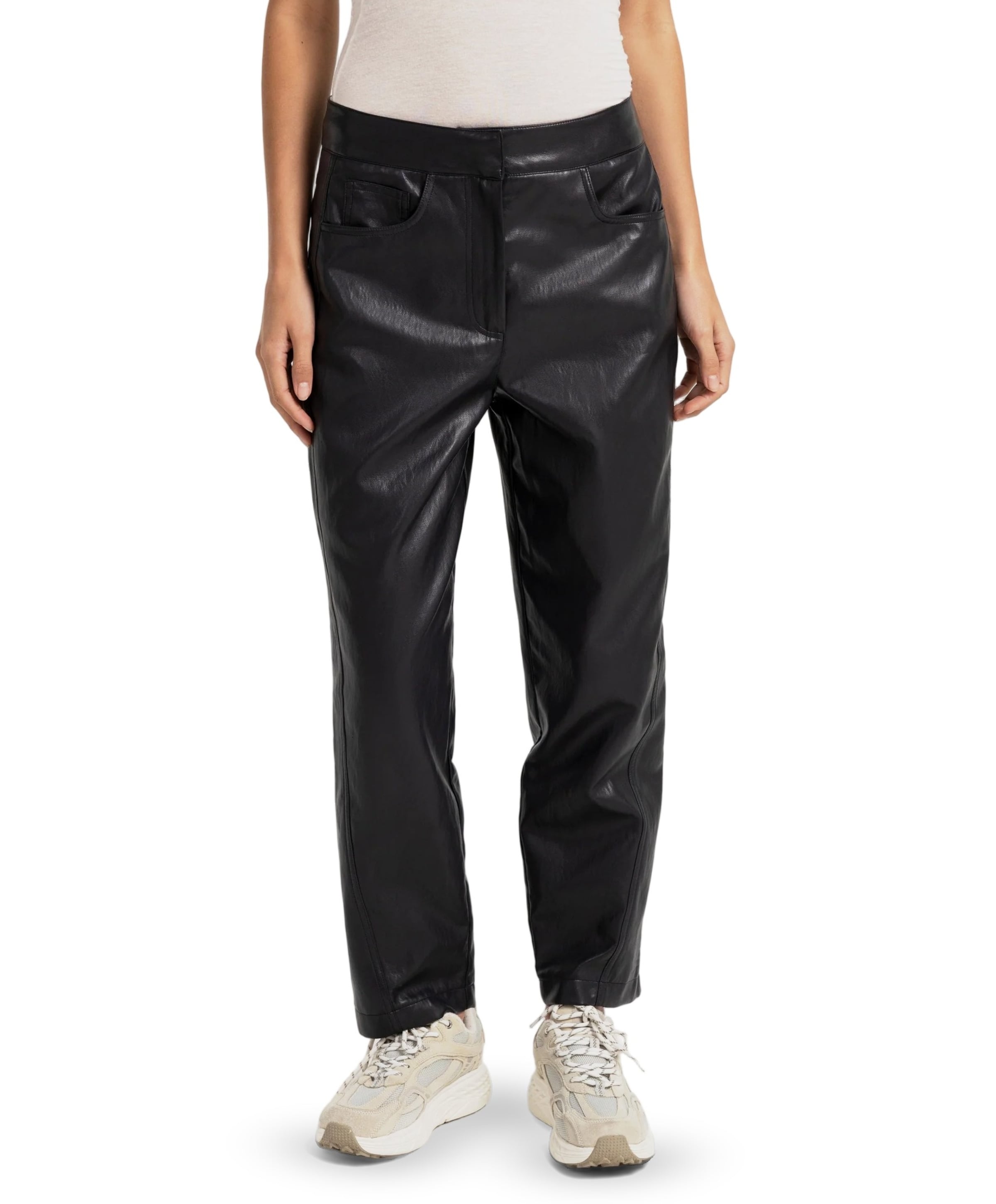 Kunstleren dames broek zwart