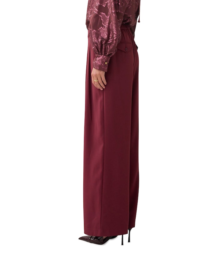 Wide leg fluid broek bordeaux