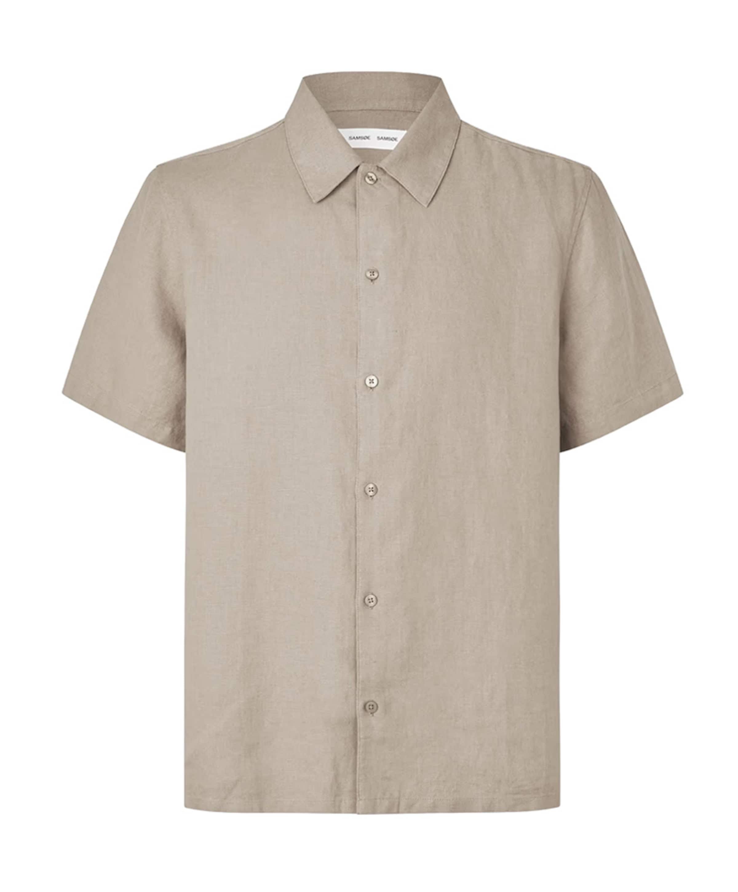 Heren overhemd korte mouw beige