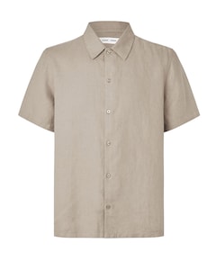 Heren overhemd korte mouw beige